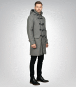Drake Grey Wool Hooded Duffle Coat