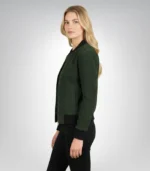 Bliss Green Suede Bomber Jacket