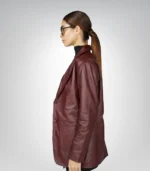 Stylish red leather blazer with classic 90s retro design