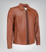 Premium genuine leather jacket – Harrington collar design for men