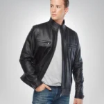 Craig McGinlay style men's black leather jacket – 100% genuine leather