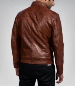 Stylish slim fit leather motorcycle jacket for men front view
