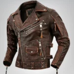 Men's cowhide leather motorcycle jacket – classic biker style design