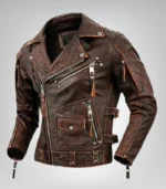 Men's cowhide leather motorcycle jacket – classic biker style design