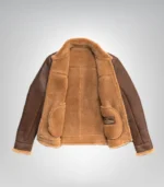 Classic men's winter bomber jacket – genuine brown leather