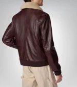 Classic men’s brown aviator jacket – genuine leather with hooded design