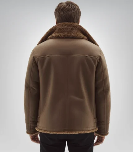 Classic men’s black shearling coat – real leather outerwear