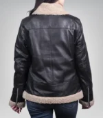 Classic women’s aviator bomber jacket – black leather design
