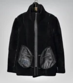 Warm men’s black B3 bomber leather jacket – sheepskin aviator coat