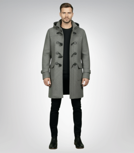 Drake Grey Wool Hooded Duffle Coat