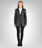 Classic black leather blazer – Marilyn women’s tailored outerwear