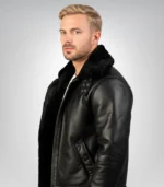 Premium black leather bomber jacket – Francis B-3 aviator style