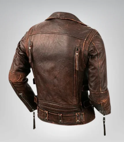 Durable men's cowhide leather jacket – vintage motorcycle look