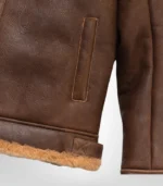 Warm men's brown shearling leather jacket – vintage bomber design