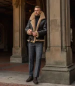 Mens B3 Aviator Brown Sheepskin Leather Jacket