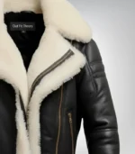 Mens Bomber Leather Aviator Shearling Jacket