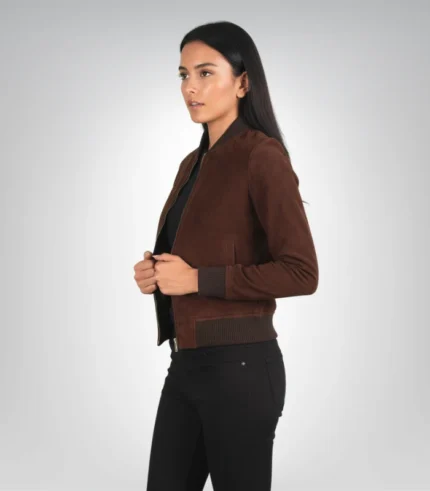 Bliss Brown Suede Bomber Jacket