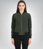 Bliss Green Suede Bomber Jacket