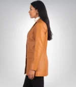 Elegant tan leather jacket for women – Marilyn collection