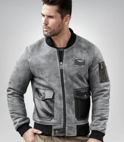 Vintage Airforce style shearling jacket – warm winter outerwear