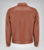 Classic men's leather jacket with Harrington style collar