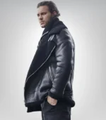 Premium B3 sheepskin bomber jacket for men – black leather outerwear