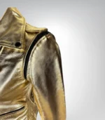 Women’s slim fit leather jacket – gold hardware biker style
