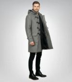 Drake Grey Wool Hooded Duffle Coat