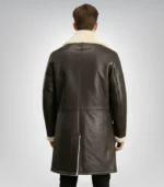 Charles Distressed Black Leather Shearling Double-Breasted Coat