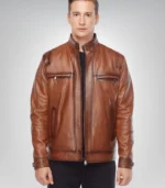 100% real leather brown jacket for men – sleek Craig McGinlay style