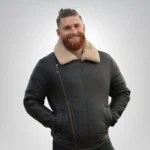 Men's RAF sheepskin leather flying jacket – dark brown aviator coat