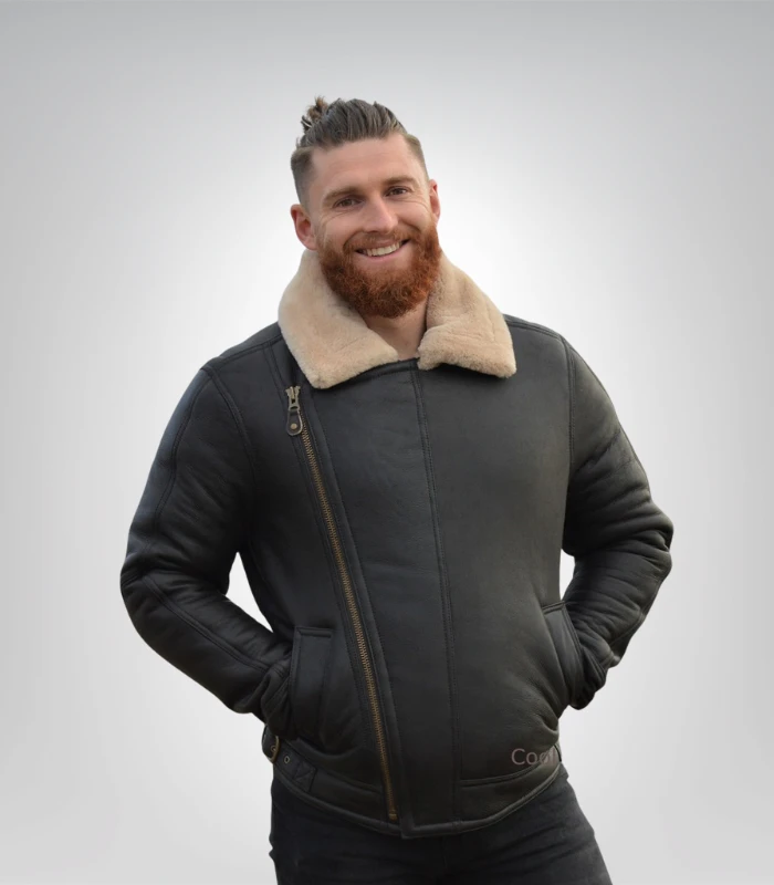 Men’s RAF Sheepskin Leather Flying Jacket Men's RAF sheepskin leather flying jacket – dark brown aviator coat