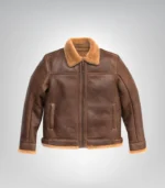 Mens Shearling Brown Bomber Leather Jacket