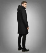 Drake Black Wool Hooded Duffle Coat