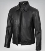 Men's Black Harrington Leather Jacket Real Leather, Classic Mike Style