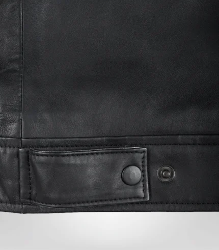 Men’s matte black leather biker jacket – genuine lambskin café racer style