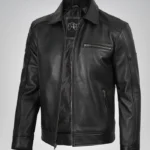 Men’s Neville black lambskin leather Harrington jacket – classic style, premium quality
