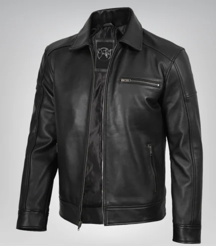 Men’s Neville black lambskin leather Harrington jacket – classic style, premium quality
