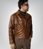 Handmade vintage leather jacket – men’s distressed brown café racer motorcycle coat