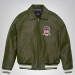 Men’s Avirex olive green leather jacket – vintage bomber aviator style