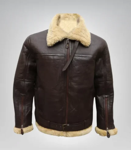 Real sheepskin leather aviator jacket for men – RAF B3 bomber coat