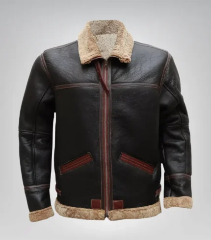 Men’s Airforce brown B3 bomber jacket – real shearling sheepskin leather