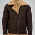 Men’s Vintage Brown Sheepskin Flying Jacket – Classic Shearling Aviator Coat