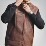 Men’s Sheepskin Aviator Gilet– Genuine Leather Bodywarmer for Winter