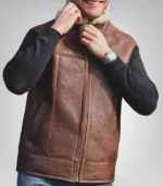 Men’s Sheepskin Aviator Gilet– Genuine Leather Bodywarmer for Winter
