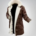 Men’s brown sherpa leather coat – Bane style Swedish winter jacket