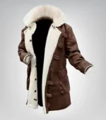 Men’s brown sherpa leather coat – Bane style Swedish winter jacket