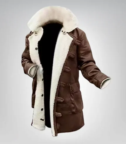 Men’s brown sherpa leather coat – Bane style Swedish winter jacket