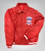 Men’s red Avirex leather bomber jacket – vintage American Air Force style