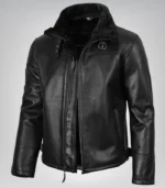 Men’s B3 Black Shearling Leather Bomber Jacket – Classic Aviator Style - Image 5
